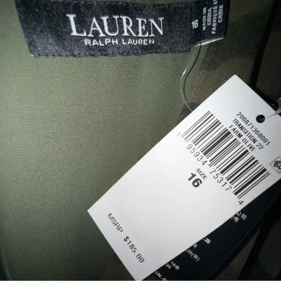 Lauren Ralph Lauren Green Midi Dress NWT Size 16 Fit & Flare - Picture 11 of 12